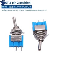 [miqin] 10pcs DPDT Mini Toggle Switch 2pin 2 Position ON/Off Miniature Toggle Switch 6A 125V Toggle 