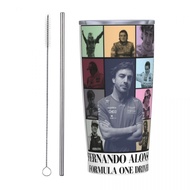 Fernando Alonso Driver Insulated Tumbler with Straws The Eras Poster Stainless Steel Thermal Mug The