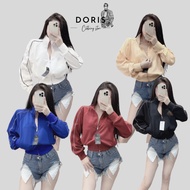 Jacket Umi Croptop cold elastic with personality striped sleeves, new model for women's sun protecti