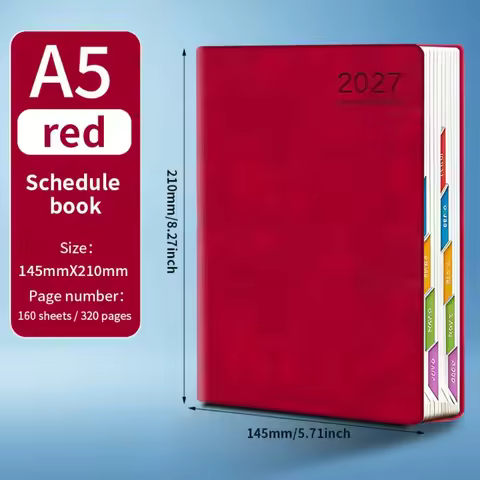 Multi-Purpose A5 2027 Planner 365 Days Efficiency Schedule Notebook with Monthly & Weekly Plan Pages