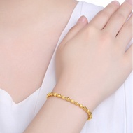 Bracelet 999 Pure Gold 3D Bright frosted Buddha bracelets 24K Golden jewelry Valentine's Day birthda