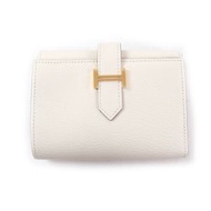 全新愛馬仕 (HERMES) Bearn 系列 Nata 花紋組合錢包，金色五金配件，H 標誌，小巧便攜，山羊皮三折錢包，U 字印章，含原裝盒，法國製造，女士款