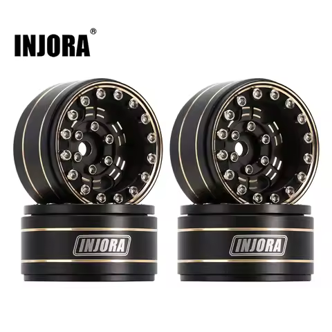 INJORA 47g Brass 1.0" Beadlock Wheel Rims Negative Offset 3.15mm for 1/24 RC Crawler Car Axial SCX24