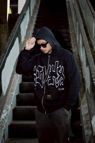 RA CLOTH HOODIE ZIPPER FULL BORDIR TIMBUL SWEATER VOID HITAM SALVIO HEXIA