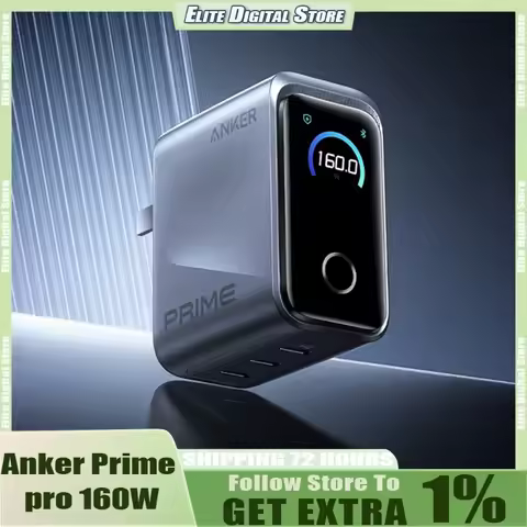 Anker Prime Smart charging pro 160W 3-Port PD3.1 Compact USB C GaN fast Charger Block, Touch Control