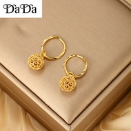 Original 18k saudi gold pawnable legit women's earrings hollow exquisite ball jewelry holiday gifts