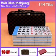 Mahyong Maciok Mahjong Set 40mm biru and Pink, 144 Melamine Tiles Size 40x31x21mm Including Canvas B