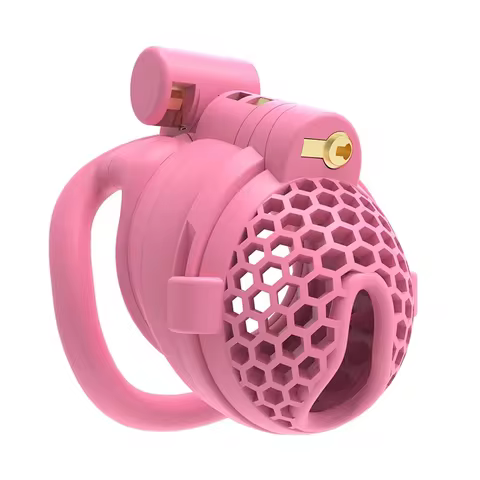 Pink Resin Chastity Cage Lock, Breathable & Lightweight Design, Anti-Allergy Secure Device for Men, 
