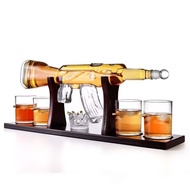 Hot Sale Handmade Crystal Ak47 Gun Shape High-end Glass Whisky Decanter With Glasses Set