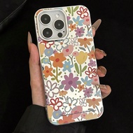 เคสโทรศัพท์กันกระแทกพร้อมกระจกสองด้านพร้อมลวดลายดอกไม้ชุบไฟฟ้า สำหรับ iPhone/โทรศัพท์มือถือ [รุ่นที่