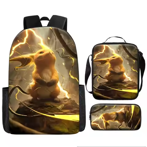 Kids Bag,Pokémon,Jolteon Kids Bag Jolteon 3pcs Backpack Set Lightning Thunder School Bags Boys Girls