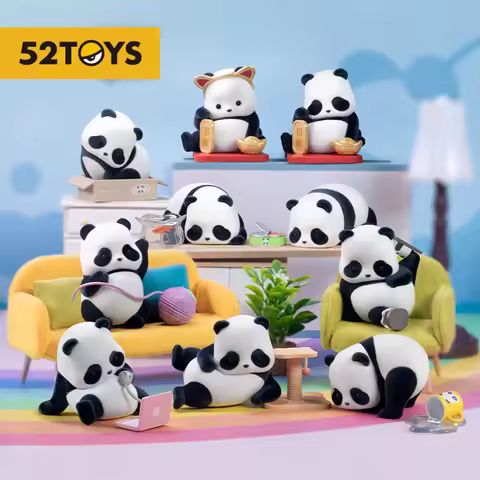 52TOYS Blind Box Panda as a Cat, Random Box, 1PC Blind Box Cute Popular Flocking Panda Figures Toys 
