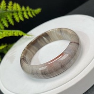 優質 緬甸樹化玉手鐲 54MM 冰潤高瓷天眼千層年輪紋多彩 靈氣療愈