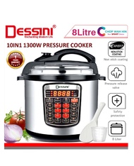 DESSINI ITALY 10 IN 1 8L Electric Digital Pressure Cooker Non-stick Stainless Steel Inner Pot Rice Cooker Steamer