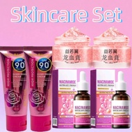 [Skincare Set]2pcs 50g Dragon Blood Cream+2pcs Sadoer Nia-Serum+2pcs Sunscreen SPF90++ Skincare Set 