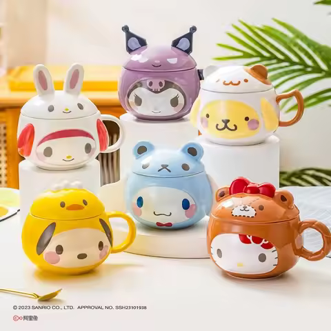 New Original Sanrio cartoon girls Kuromi Hello Kitty Children's water Teapot cup