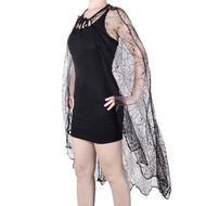 Unisex Spider Web Cloak Wich Cosplay Halloween Gothic Costume Sorceress Vampirs Cape Front Poncho Pa