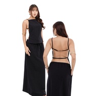 PerfectWoman - KAI BACKLESS TOP | Women's Linen Set | Women's Backless Tank Top | Linen Top | Summer