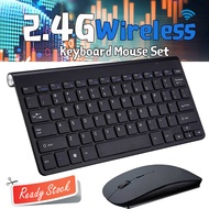 PAKET Wireless Keyboard dan Mouse Combo 2.4G Satu Set Lengkap Key Board Kibor Kibord PC USB Kibot La