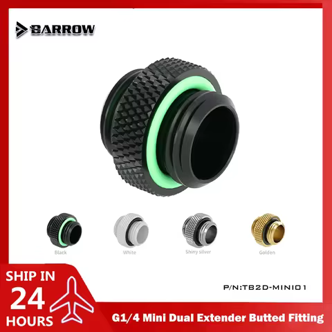 Barrow Mini Dual Extender Butted Fitting M-M Male-Male G1/4" For Pump Combine Reservoir Valve 4 Colo