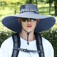 【Ready】🌈 Big brim men's outdoor sun visor hat mountaineering hat fishing hat summer UV protection big brim sun hat