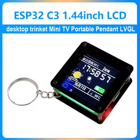 ESP32 C3 1.44inch LCD Desktop trinket Mini TV Portable Pendant LVGL Weather Station GIF Animation & 