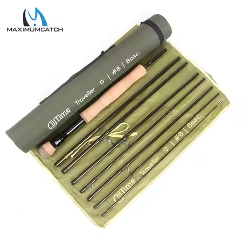 MAXIMUMCATCH 9ft 5-8WT 8-Piece AllTime Travel Fly Rod Ultra-Compact 30T Carbon Fiber MOD Fast Action