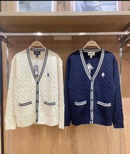 WHO.A.U 韓國小熊刺繡 針織外套 Steve V-neck Tilden Cable Cardigan
