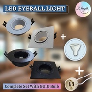 [Set] LED GU10 EYEBALL SPOTLIGHT WITH 5W 7W BULB RECESSED DOWNLIGHT FITTING FRAME DECORATION Lampu Siling Mentol MR16