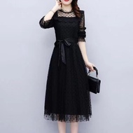 Gaun renda hitam gaya Korea yang baru/dress pesta wanita/dress hitam korea