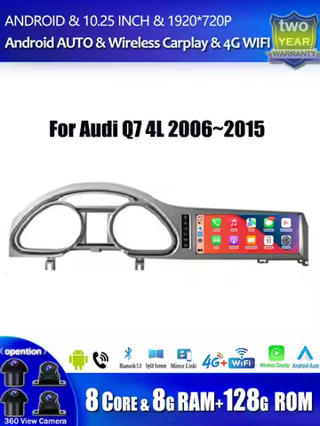 10.25 Inch For Audi Q7 4L 2006~2015 Android 14 Touch Screen Car Accessories Multimedia Carplay Monit
