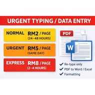 URGENT Typing / Data Entry / PDF to Word ExcelFrom RM2/page • Same Day Available • Malaysia