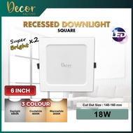 LED Recessed Downlight 12W 15W 18W 24W 4" 6" 8" LED Recess Downlight Round / Square Lampu LED Downli