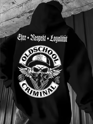 Men's Gangsta Skull Hoodie Hip Hop Sports Streetwear Oldschool Criminal Casual Loose Pullover Sweats