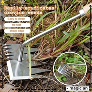 MAG Rake, Digging Tools Stainless Hand Weeder Tool, Home&amp;Garden Handheld Wooden Farmland Weed Dandelion Remover