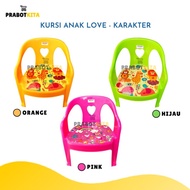 Kursi Anak Mini Love Karakter - Zlg / Kursi Plastik Kecil / Kursi Paud