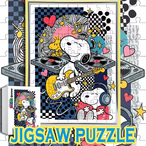 Snoopy DJ & Guitar Player Retro Pop Art Music Party Wooden Jigsaw Puzzle 108/200/300/500/1000pcs Col