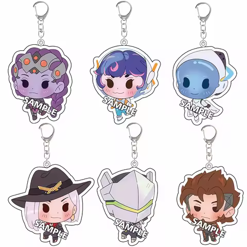 For Game Peripheral Overwatch Sombra Juno Ashe Acrylic KeyChain Q Version Cartoons Backpack Pendant 