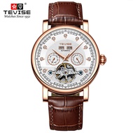 TEVISE Functional Mechanical Watch Automatic Mechanical Watch Mens Business Leather Mens Watch IWRYN