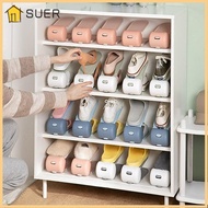 SUER Shoe Rack, Double Layer Space Savers Double Stand Shelf, High Quality Plastic Durable Adjustable Footwear Support Slot Home