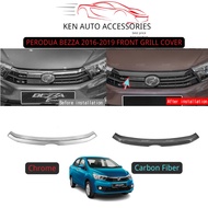 PERODUA BEZZA 2016-2019 FRONT GRILL TRIM / FRONT GRILL COVER CARBON FIBER, CHROME