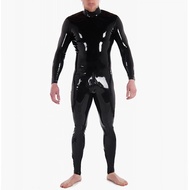 Neck Entry Latex Catsuit With Crotch Zipper Only Party Wear Jumpsuit  For Men