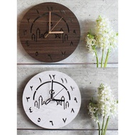 'Art Clock & Decor' Anticlockwise Mosque Lasercut Wooden Wall Clock with Ticking/Jam Tawaf Dinding J