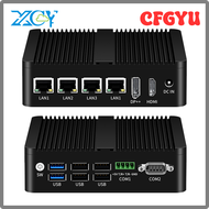 CFGYU Intel Processor N100 Fanless Industrial คอมพิวเตอร์ขนาดเล็ก4x พอร์ต LAN 2x COM RS485 RS232 Win
