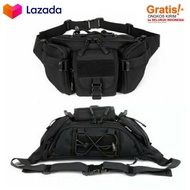 DISKON !!! tas pinggang polisi tentara waist bag outdoor tactical army murah T08 - Hitam Sedia Juga 