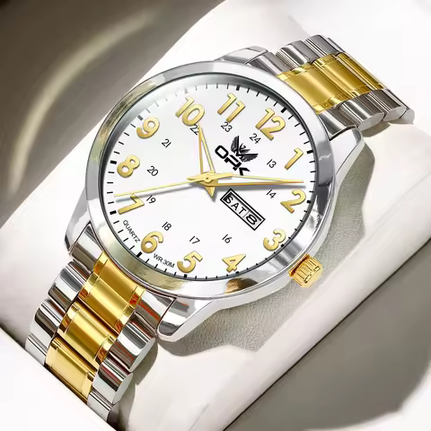 OPK Brand Men Watch Steel Strap Dual calendar display 8176