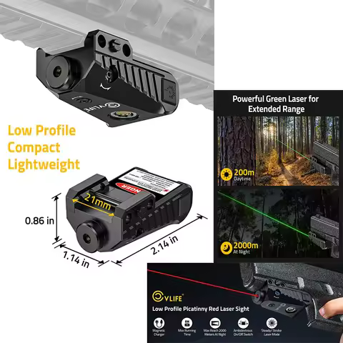 CVLIFE Compact Red/Green Laser Sight Magnetic Charging Low Profile Pistol Sights for 21mm Picatinny 