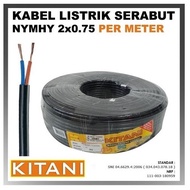 NYMHY KITANI Stranded Electrical Cable 2 x 0.75mm Per Meter Pure Copper Cable 0.75mm 2x0.75mm SNI Qu