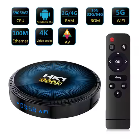 HK1 RBOX W2 Android 11 TV BOX 2G 16G/4G 32G 64G Amlogic S905W2 2.4G&5G 100M LAN Dual Wifi Media Play