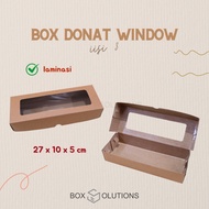 [contents 10] box kraft window laminated donut box contents 3 - 27 x 10 x 5 cm (365 gsm)